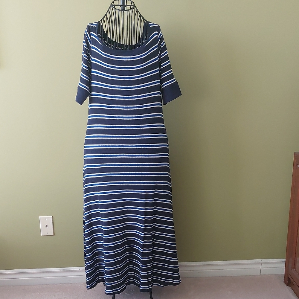 Ralph Lauren Navy and White Striped Maxi Dress